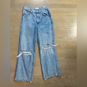 Zara Blue Distressed Flare Jeans